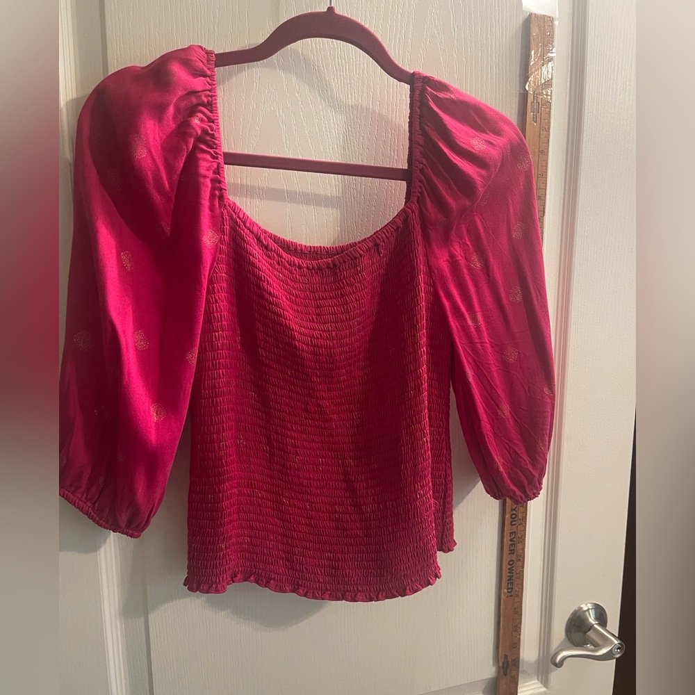 Belldini Fuchsia Smocked Blouse